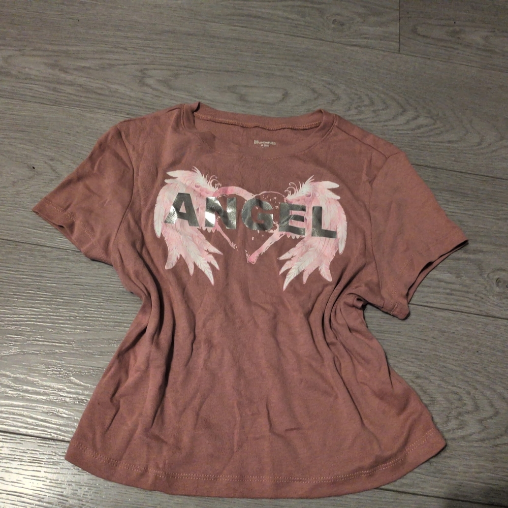No Boundaries Pink Angel Graphic Short Sleeve Tee
